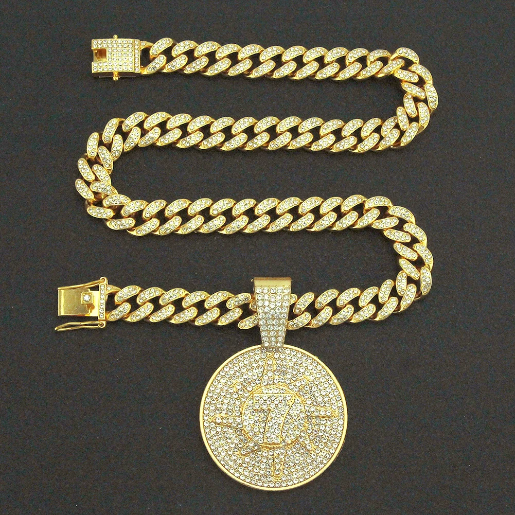 Wholesale Hiphop Alloy Pendant Necklace With Diamondencrusted Letters Numbers Text And Cuban Chain - Image 3