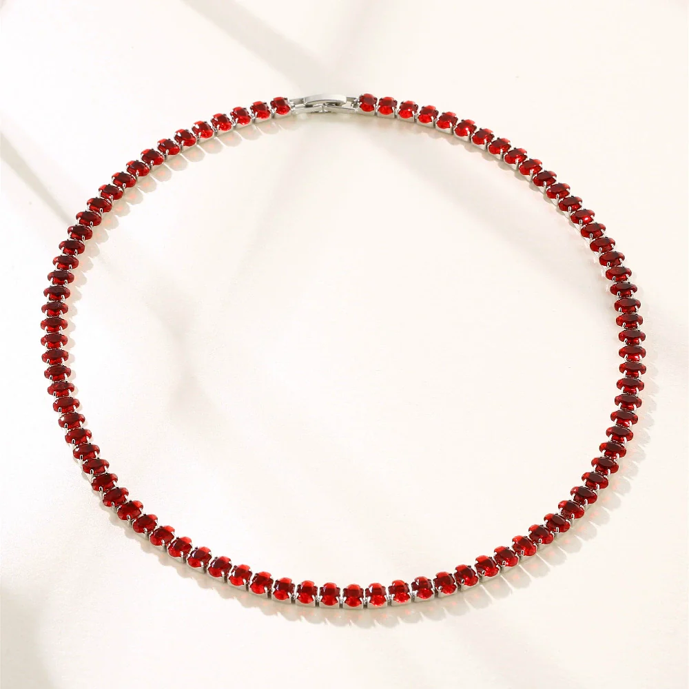 Wholesale Hiphop Copper Inlaid Zircon Necklace Geometric Style Oval Pendant Ball Chain For Women