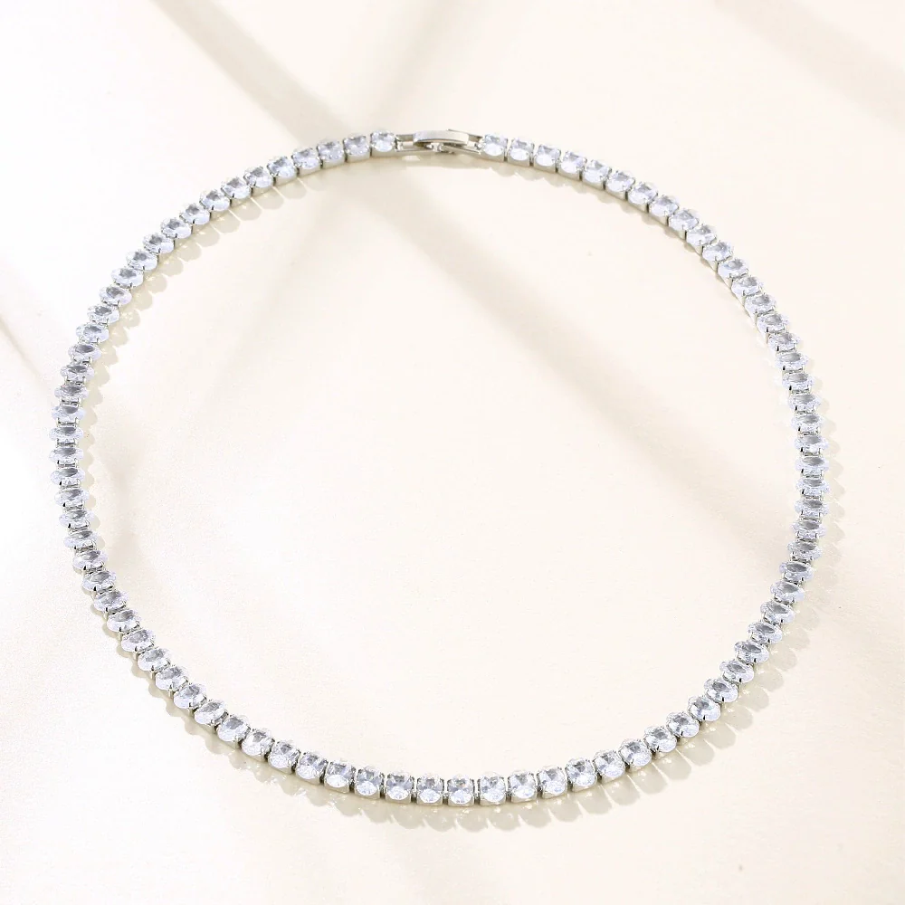 Wholesale Hiphop Copper Inlaid Zircon Necklace Geometric Style Oval Pendant Ball Chain For Women - Image 10