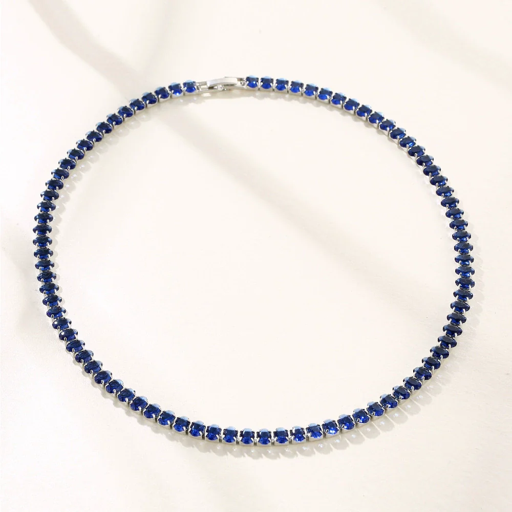 Wholesale Hiphop Copper Inlaid Zircon Necklace Geometric Style Oval Pendant Ball Chain For Women - Image 3