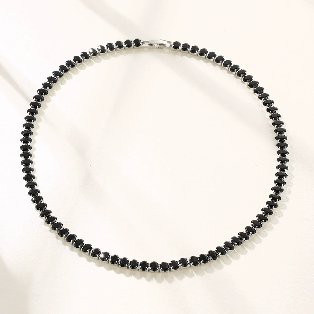 Wholesale Hiphop Copper Inlaid Zircon Necklace Geometric Style Oval Pendant Ball Chain For Women - Image 7