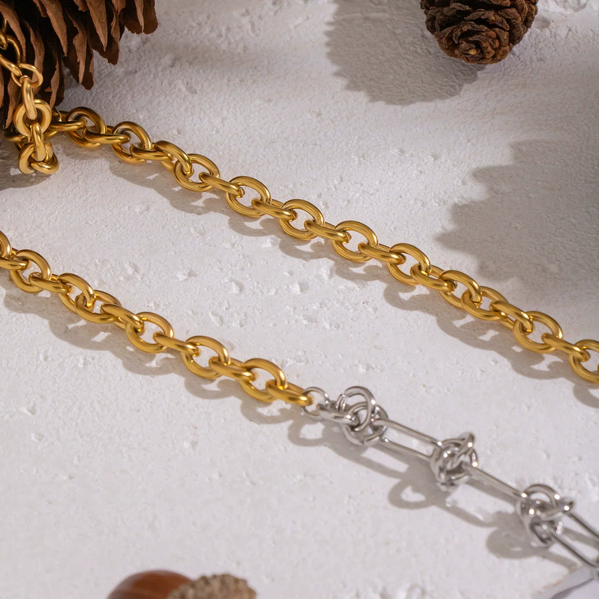 Wholesale Hiphop Future Style Geometric Stainless Steel 18K Real Gold Plated Handmade Chain Necklace For Women - Image 2