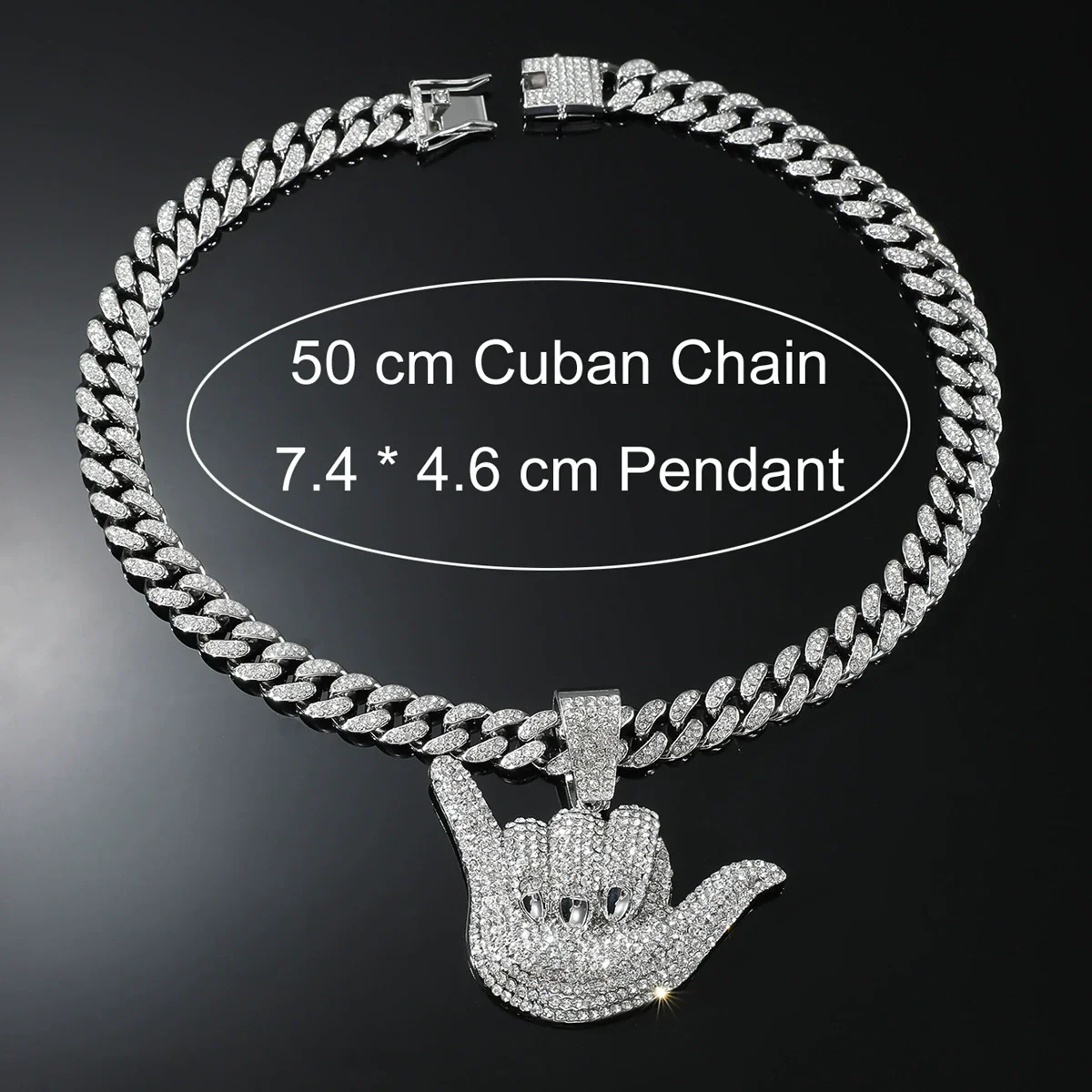 Wholesale Hiphop Geometric Rhinestone Alloy Pendant Necklace With Cuban Chain For Men - Image 4