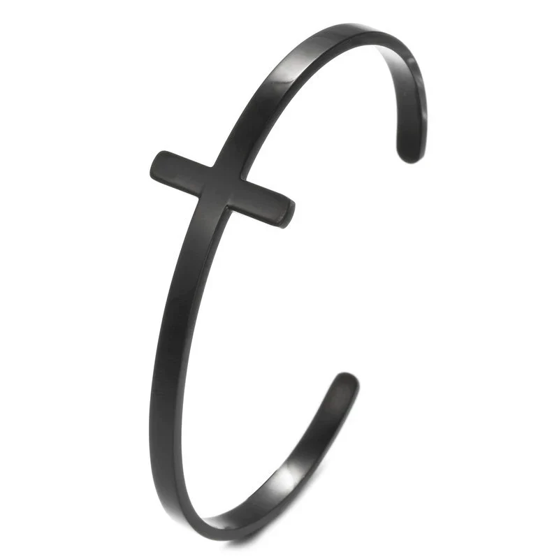 Wholesale Hiphop Jewelry Titanium Steel Geometric Open Cross Bracelet Unisex Simple Style - Image 7