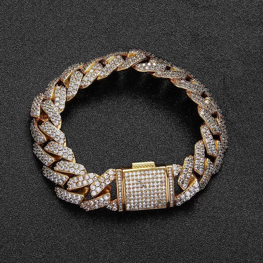 Wholesale Hiphop Rhombus Zircon Copper Cuban Chain Bracelet - Image 11