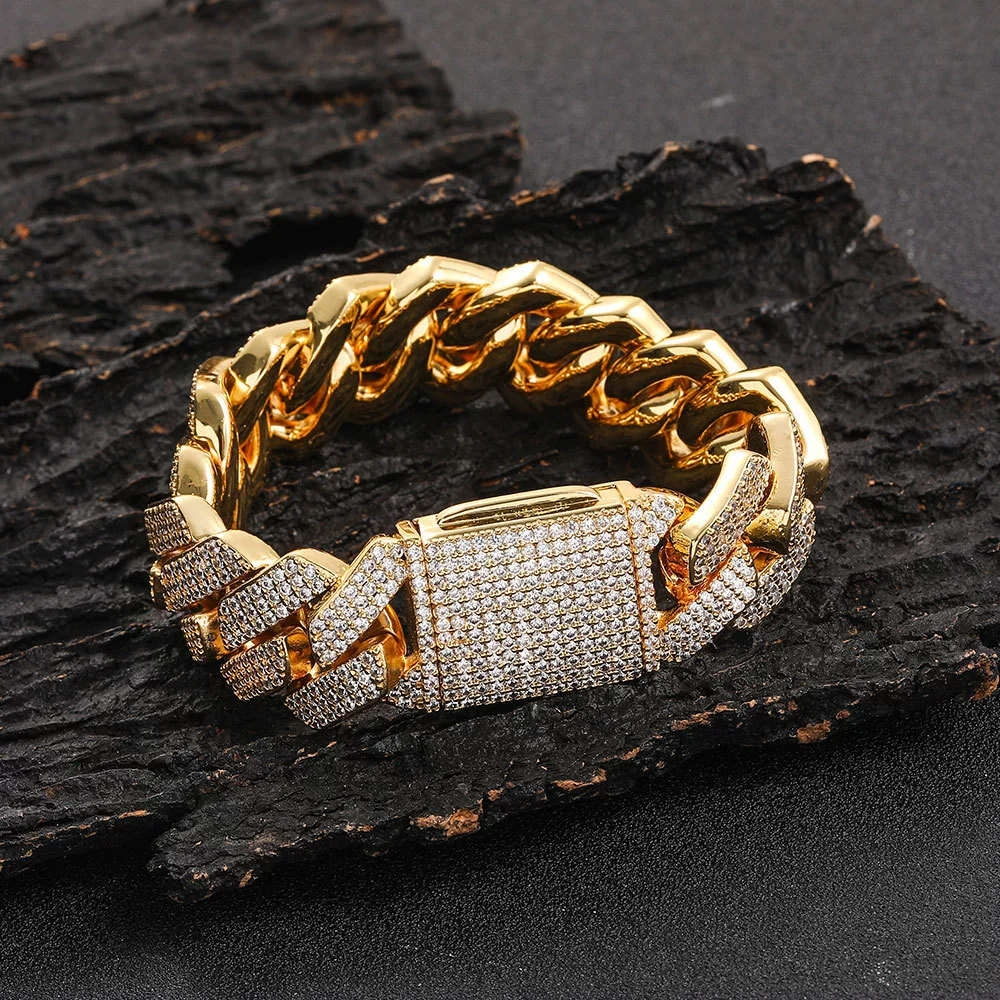 Wholesale Hiphop Rhombus Zircon Copper Cuban Chain Bracelet - Image 13