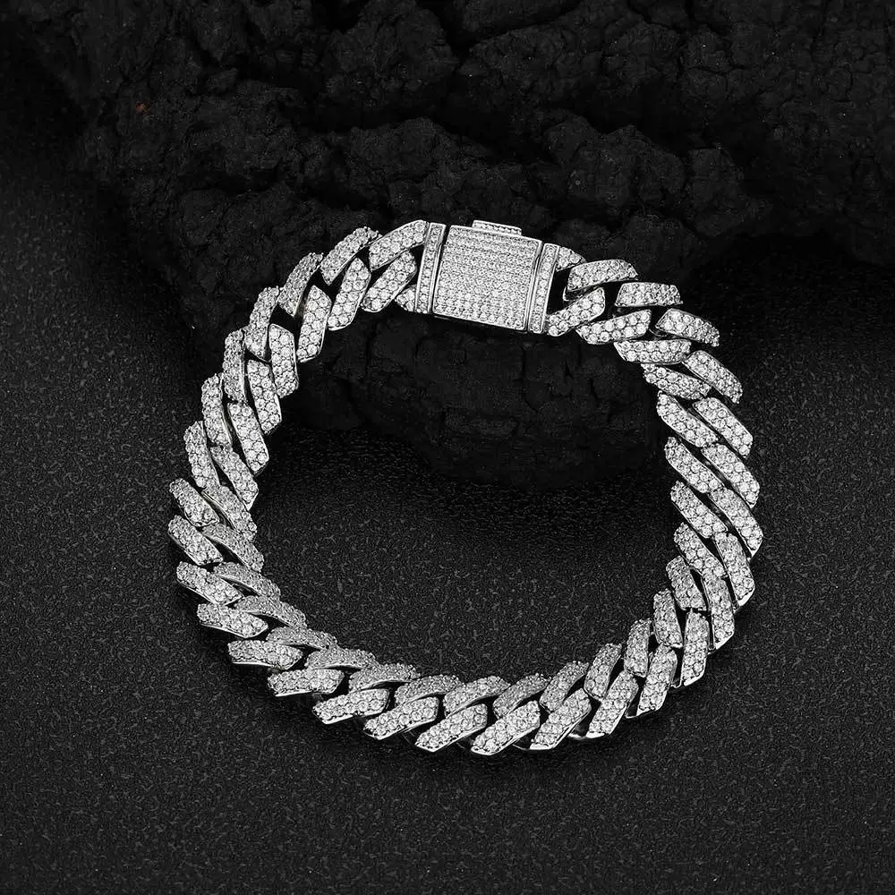 Wholesale Hiphop Rhombus Zircon Copper Cuban Chain Bracelet - Image 7