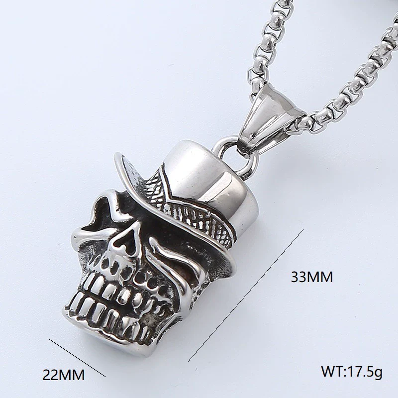 Wholesale Hiphop Street Necklace Titanium Steel Retro Exaggerated Skull Punk Style Geometric Polished - Image 16