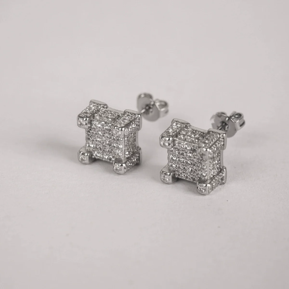 Wholesale Hiphop Style Copper Earrings With Microinlaid Zircon And Geometric Pattern - Image 2