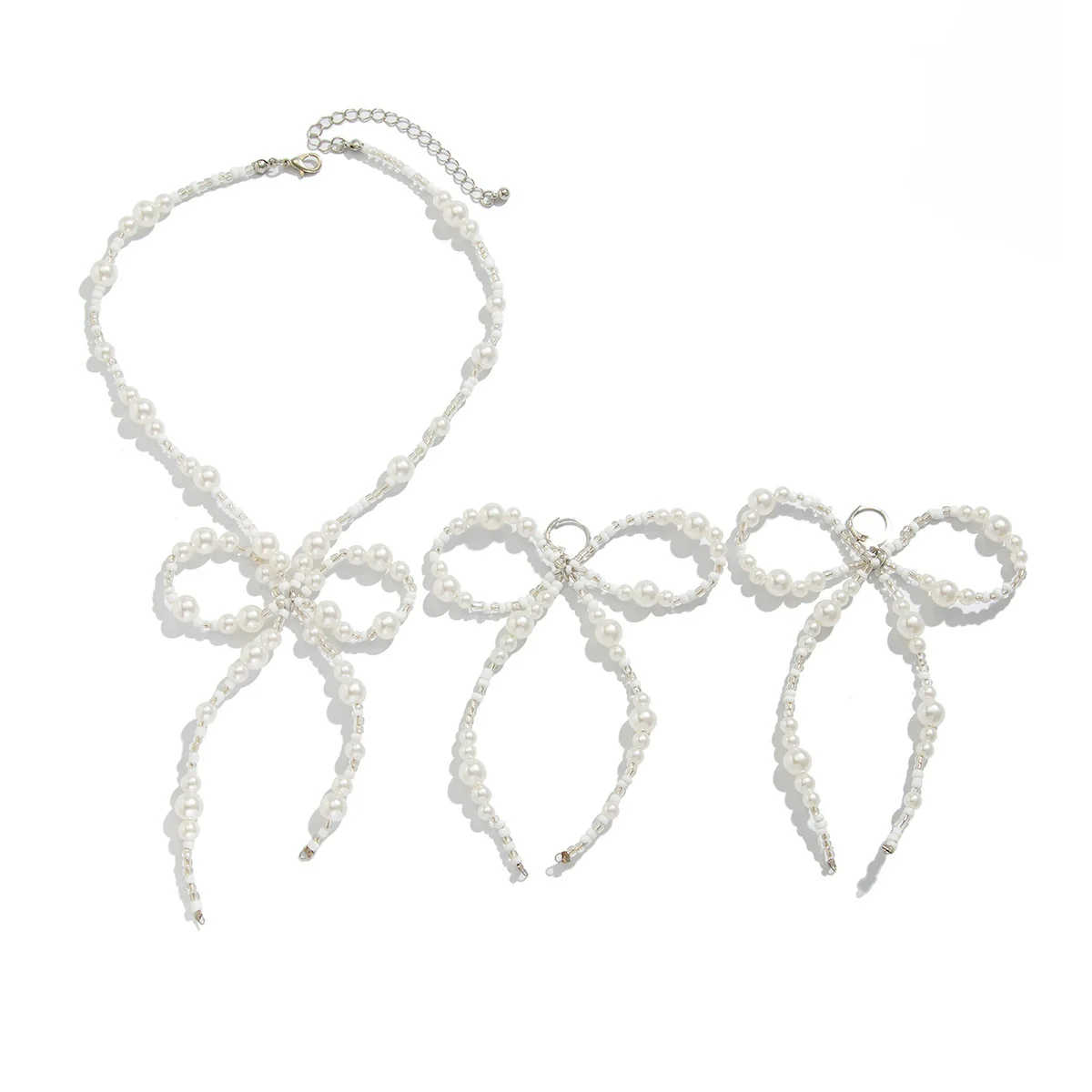 Wholesale Imitation Pearl Handmade Bow Necklace For Women - Image 5
