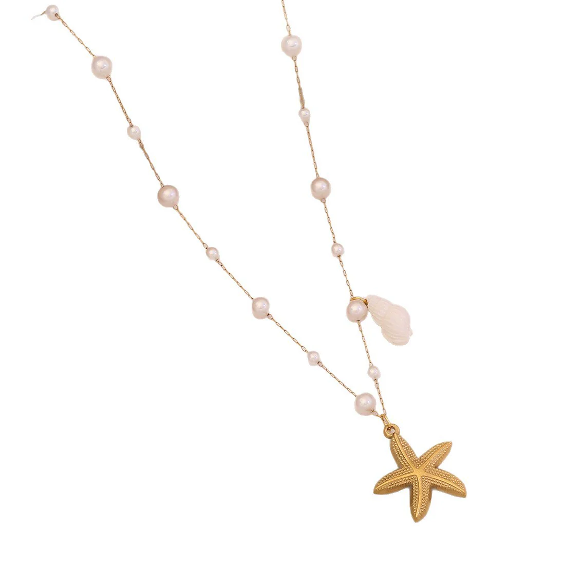 Wholesale Imitation Pearl Necklace With Ocean Shell Starfish Turtle Pendant Stainless Steel Animal Zodiac Jewelry - Image 5