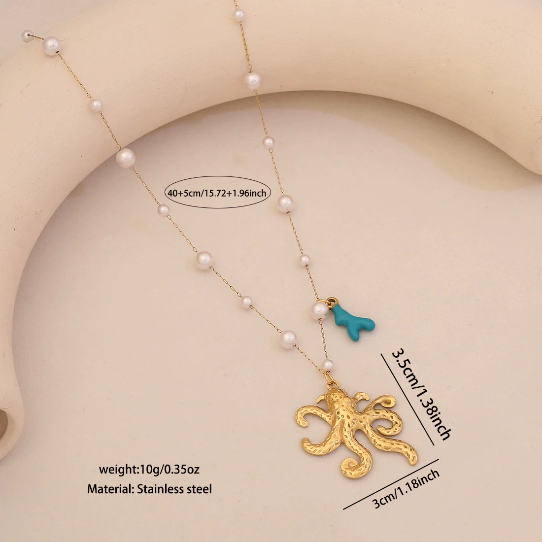 Wholesale Imitation Pearl Necklace With Ocean Shell Starfish Turtle Pendant Stainless Steel Animal Zodiac Jewelry - Image 6