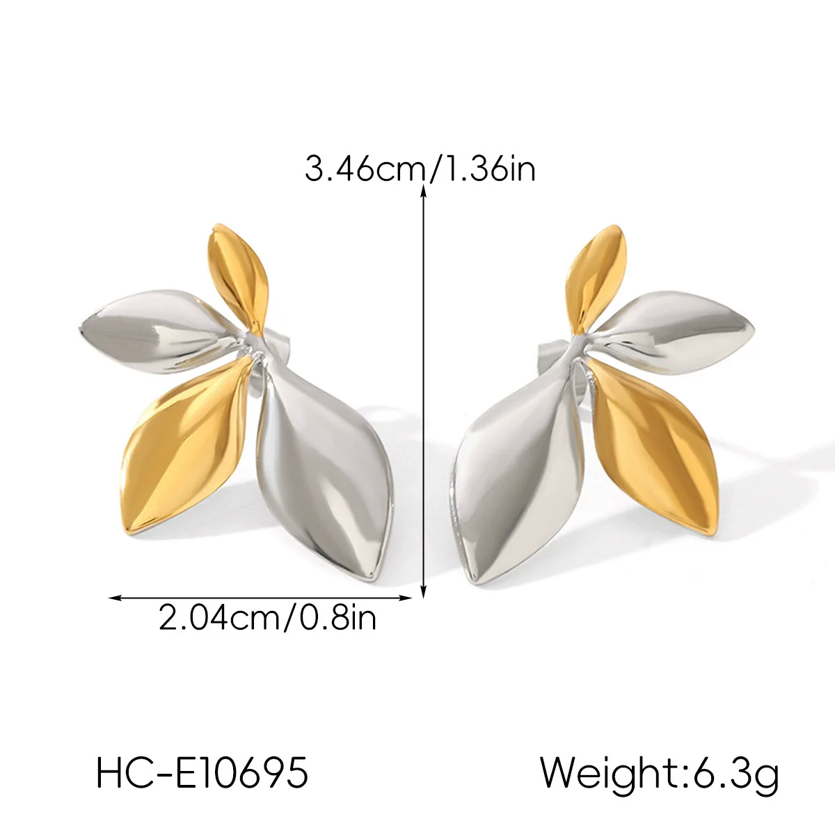Wholesale Ins Style 18K Gold Electroplated Stainless Steel Geometric Leaf Earrings For Women - Image 10