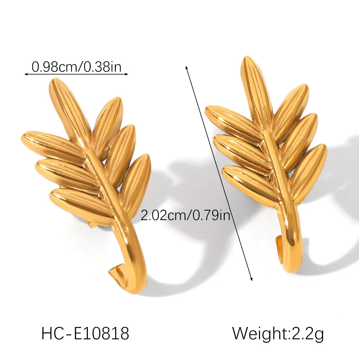 Wholesale Ins Style 18K Gold Electroplated Stainless Steel Geometric Leaf Earrings For Women - Image 11