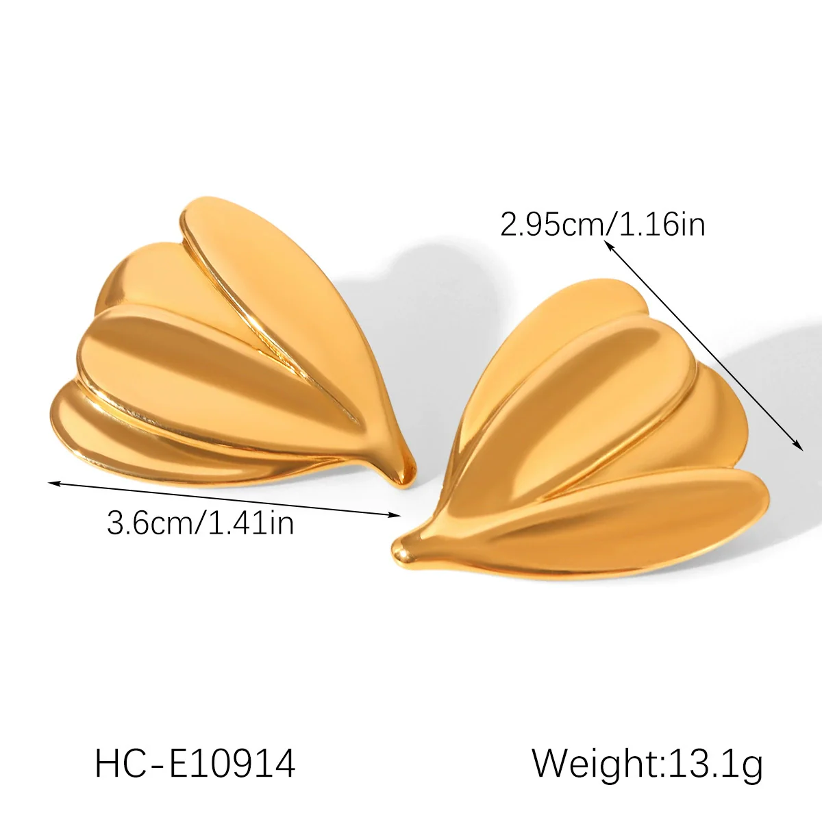 Wholesale Ins Style 18K Gold Electroplated Stainless Steel Geometric Leaf Earrings For Women - Image 12