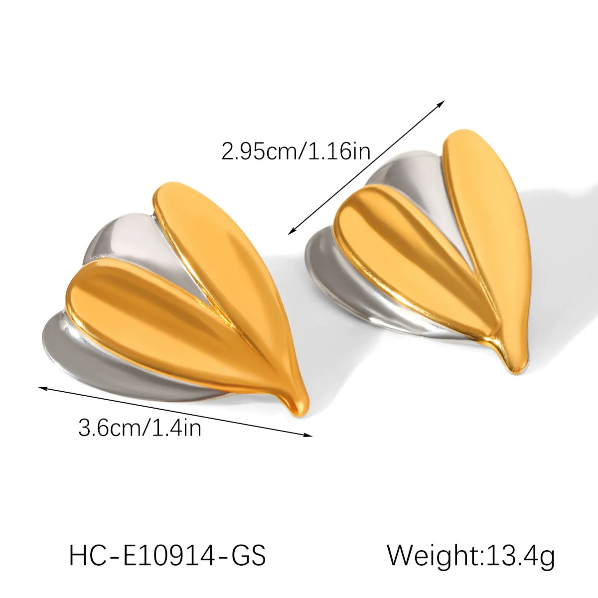 Wholesale Ins Style 18K Gold Electroplated Stainless Steel Geometric Leaf Earrings For Women - Image 13