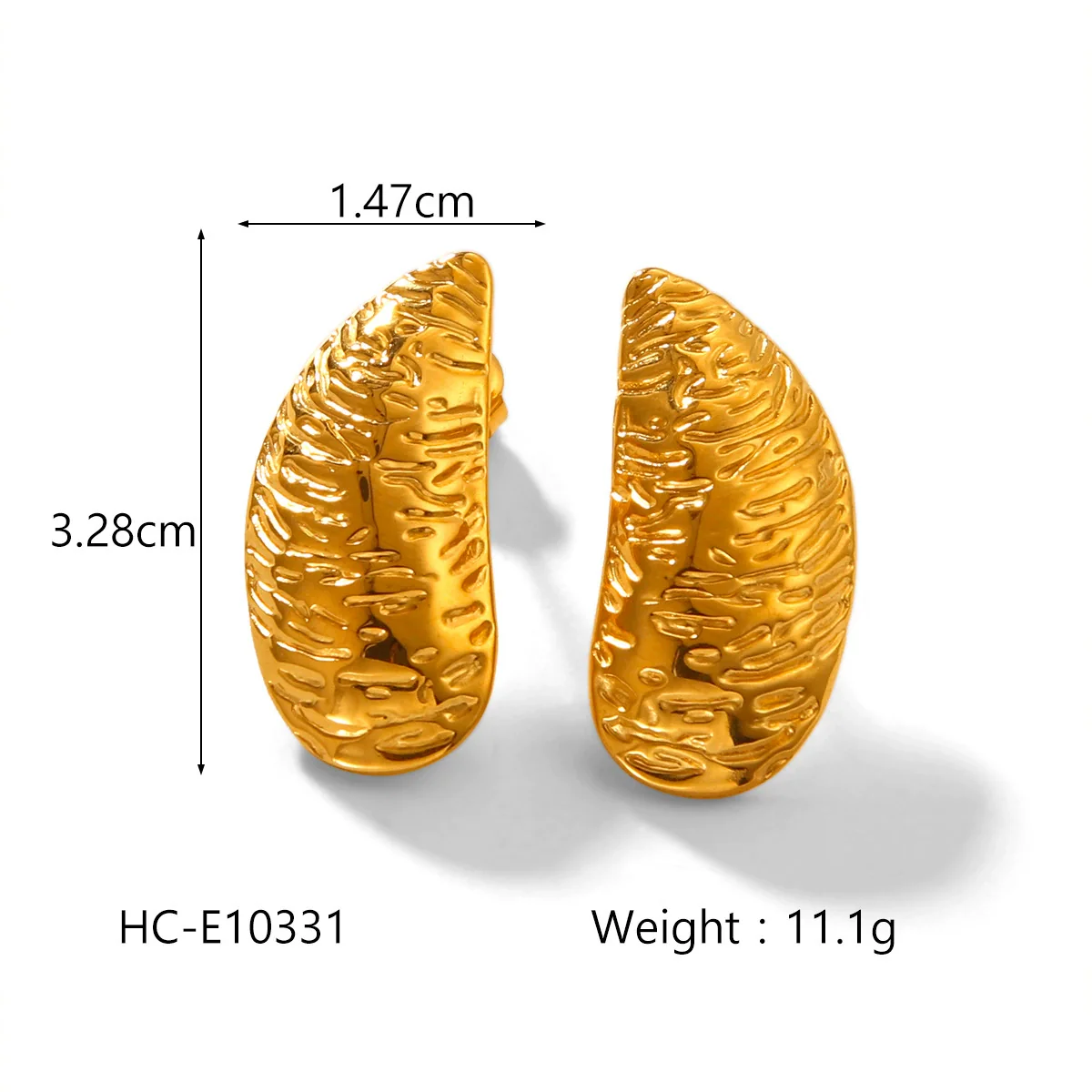 Wholesale Ins Style 18K Gold Electroplated Stainless Steel Geometric Leaf Earrings For Women - Image 16