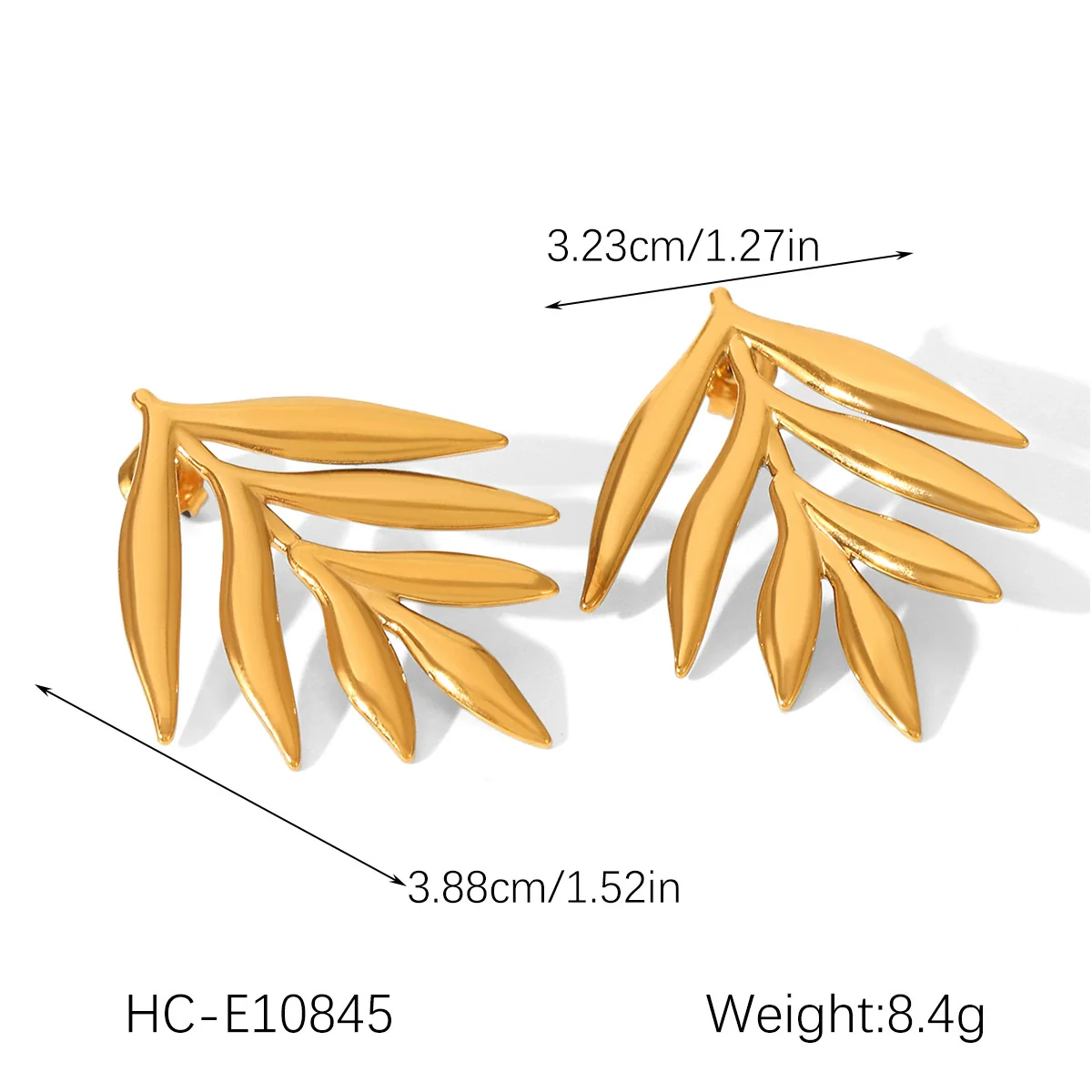 Wholesale Ins Style 18K Gold Electroplated Stainless Steel Geometric Leaf Earrings For Women - Image 6