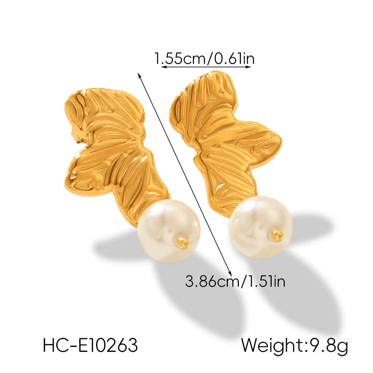Wholesale Ins Style 18K Gold Electroplated Stainless Steel Geometric Leaf Earrings For Women - Image 8