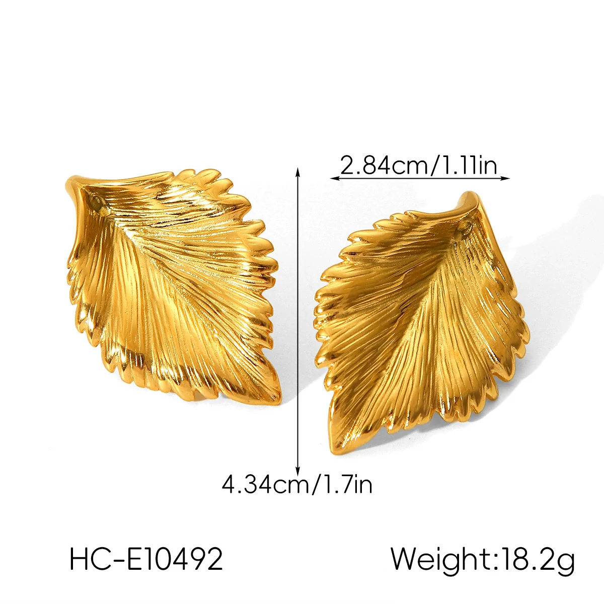 Wholesale Ins Style 18K Gold Electroplated Stainless Steel Geometric Leaf Earrings For Women - Image 9