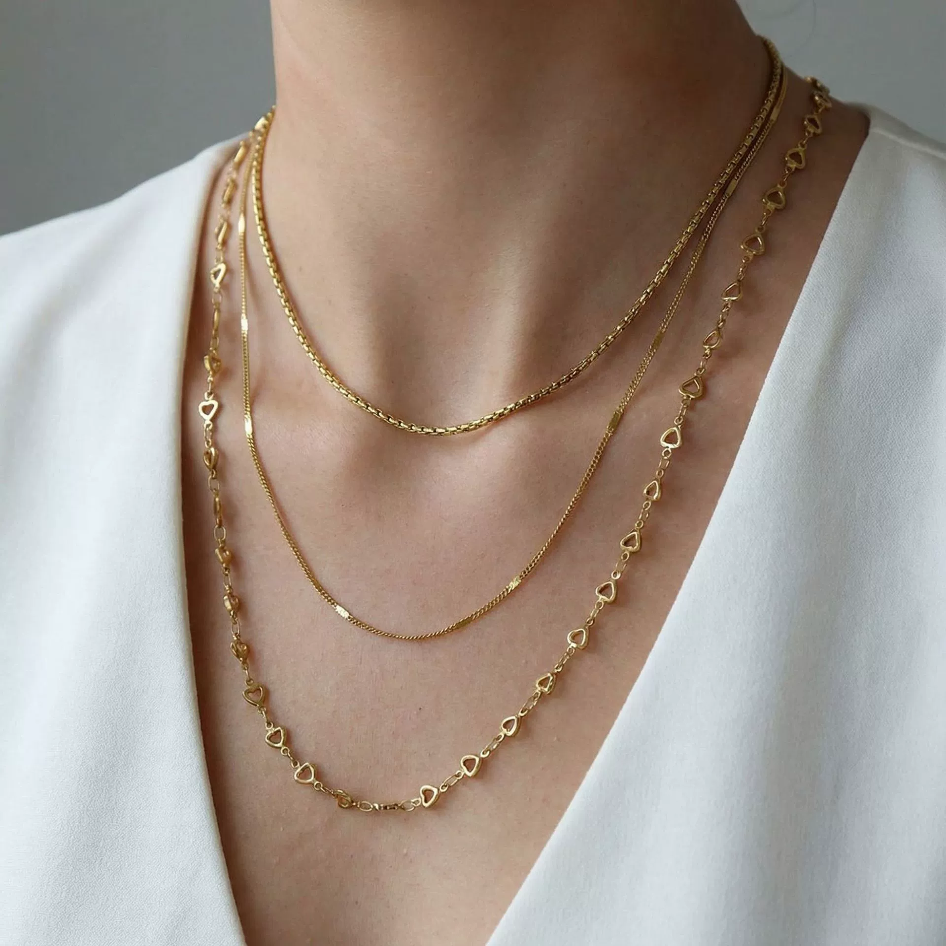 Wholesale Ins Style 18K Goldplated Titanium Steel Heartshaped And Letternumbertext Pattern Threelayer Splicing Necklace For Women - Image 2