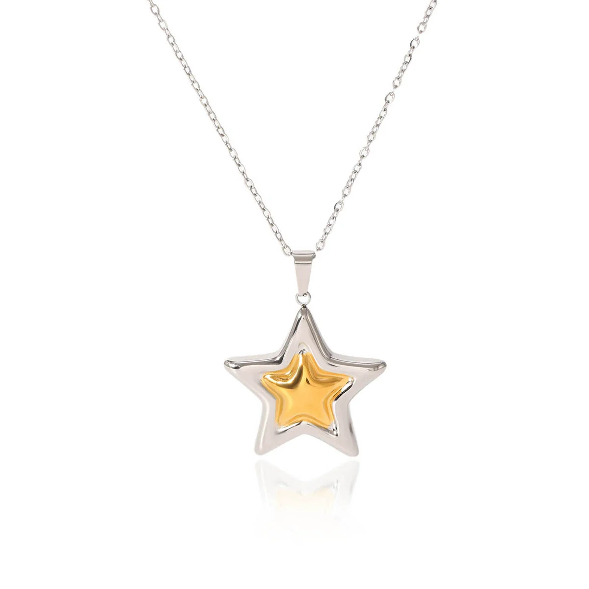 Wholesale Ins Style Electroplated Stainless Steel And Titanium Steel Geometric Star Pendant Necklace For Women With O Word Chain - Image 5