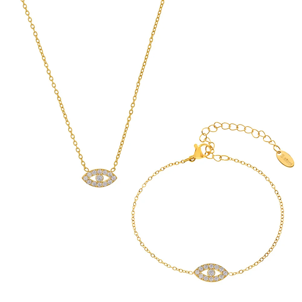 Wholesale Ins Style Ferris Wheel And Devil's Eye Inlaid Zircon Jewelry Set Made Of Titanium Steel And Stainless Steel With Electroplating For Unisex - Image 5