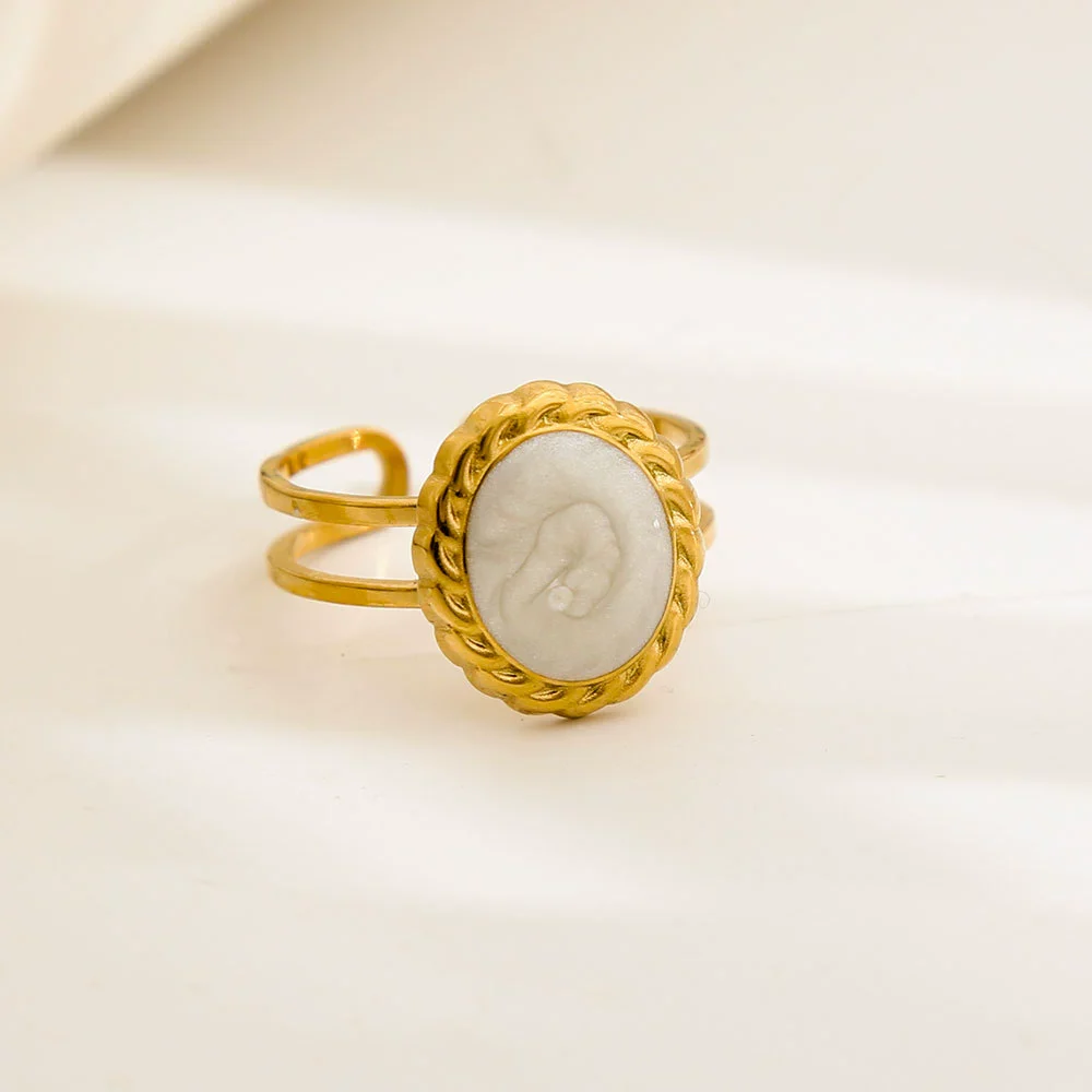 Wholesale Ins Style Geometric Titanium Steel 18K Goldplated Round Ring For Women - Image 9