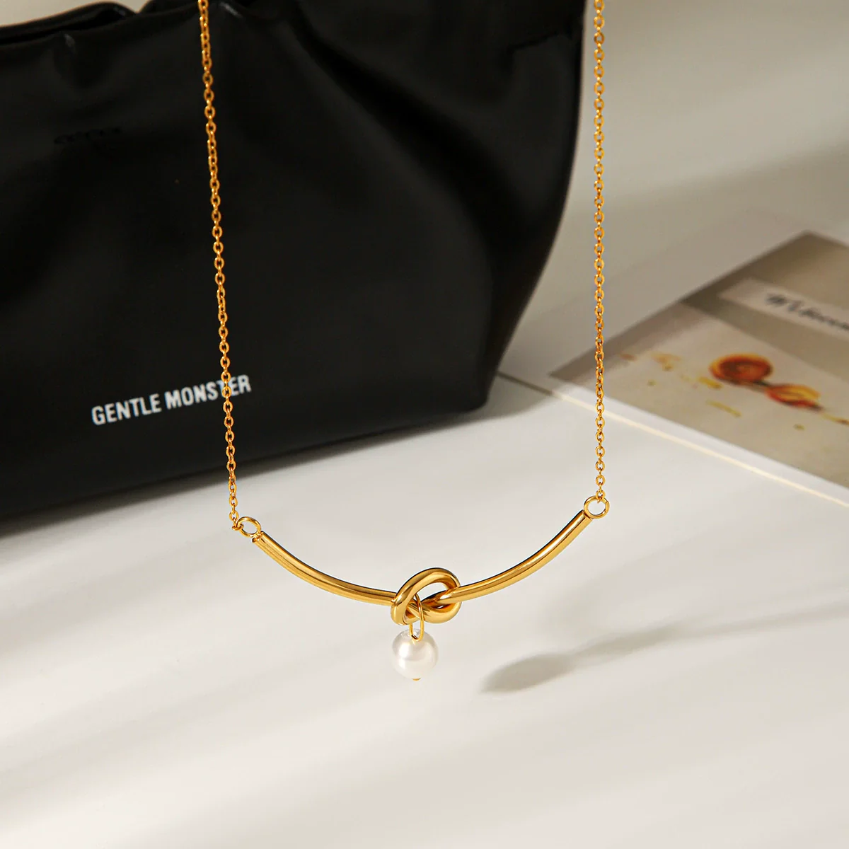 Wholesale Ins Style Minimalist Geometric Stainless Steel Electroplated Ochain Pendant Necklace For Women - Image 2