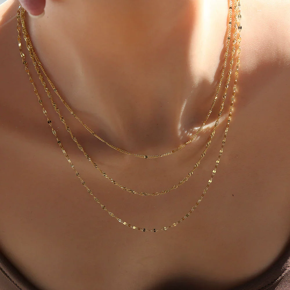 Wholesale Ins Style Women's 18K Goldplated Geometric Stainless Steel Threelayer Stacked Lip Necklace - Image 5