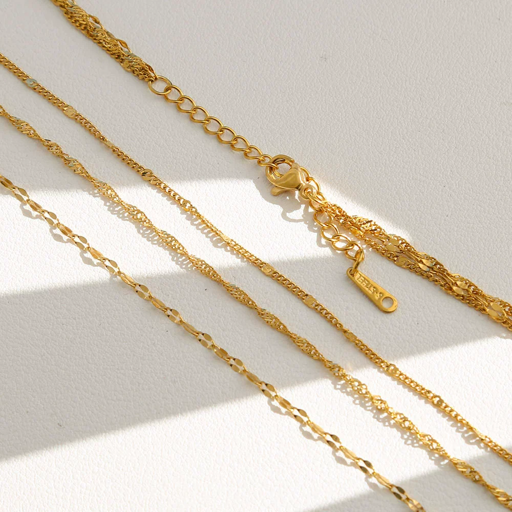 Wholesale Ins Style Women's 18K Goldplated Geometric Stainless Steel Threelayer Stacked Lip Necklace - Image 6