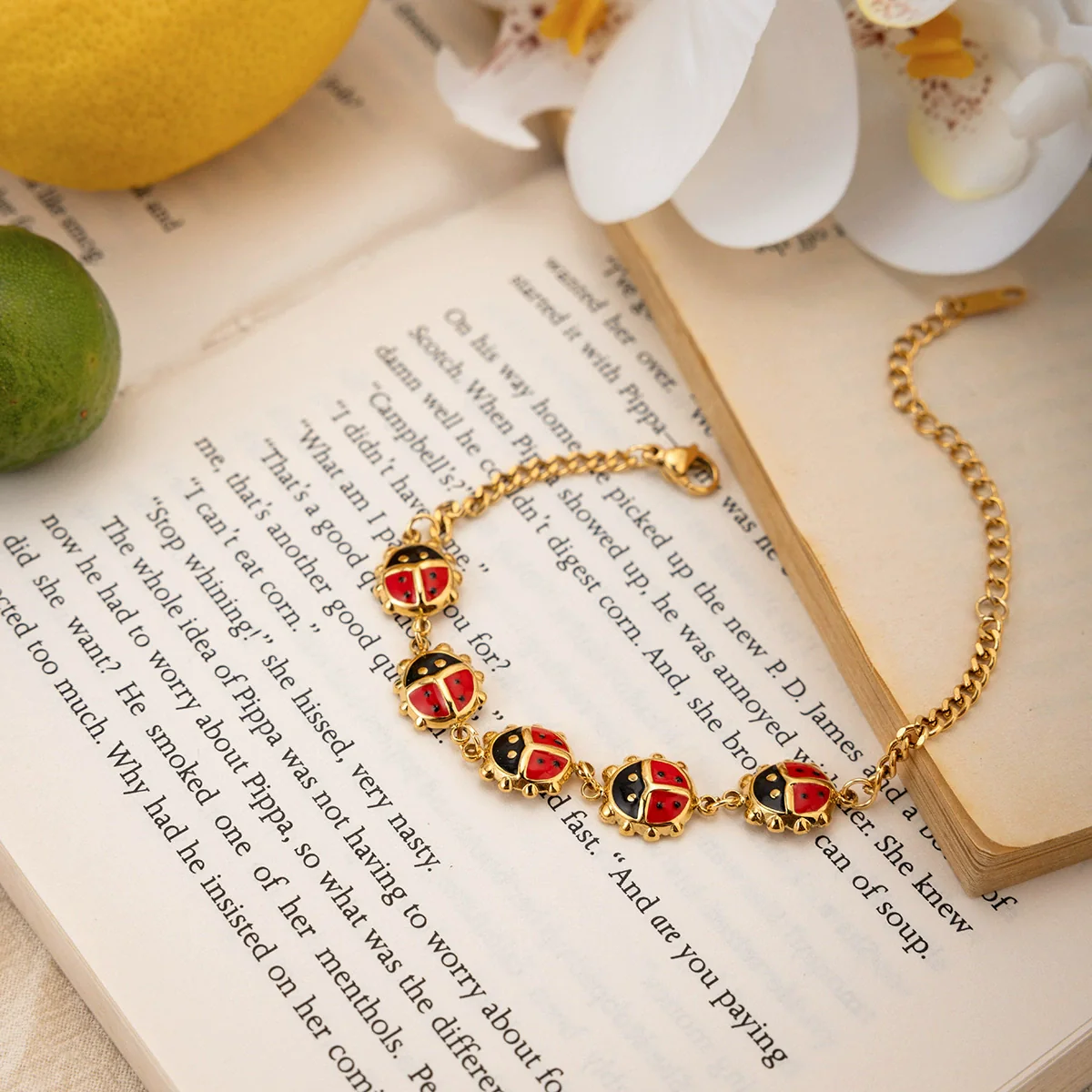 Wholesale Insect Bracelet For Women Stainless Steel Electroplating Geometric Ladybug Design - Image 4