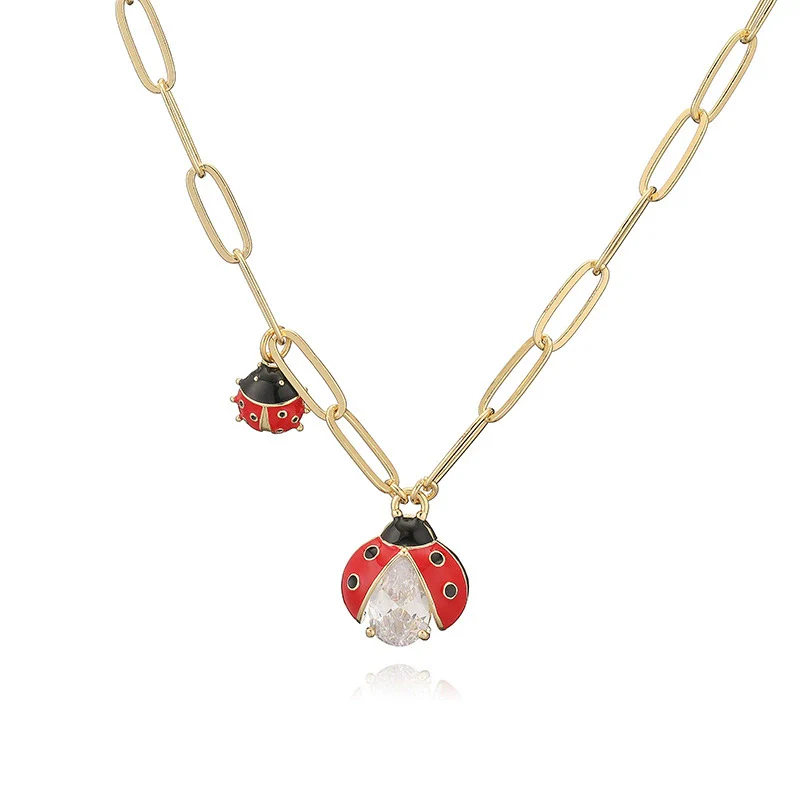 Wholesale Insect Patterned Copper Pendant Necklace With Zirconia For Women Rectangular Chain Style - Image 6