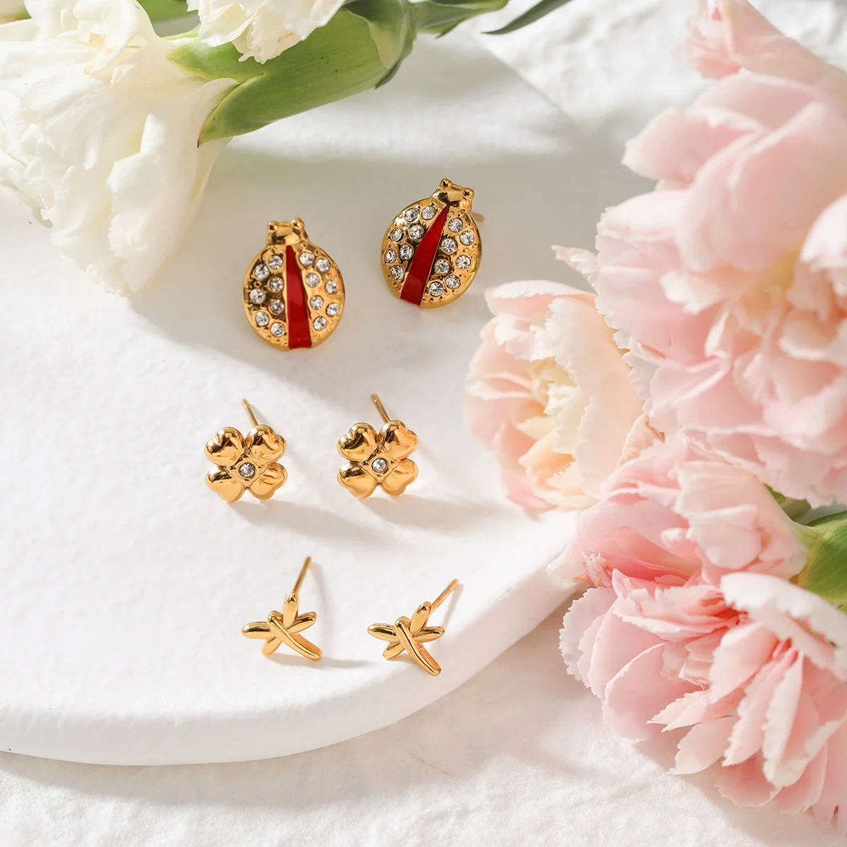 Wholesale Insect Shape Stainless Steel Electroplated Earrings For Women - Image 2