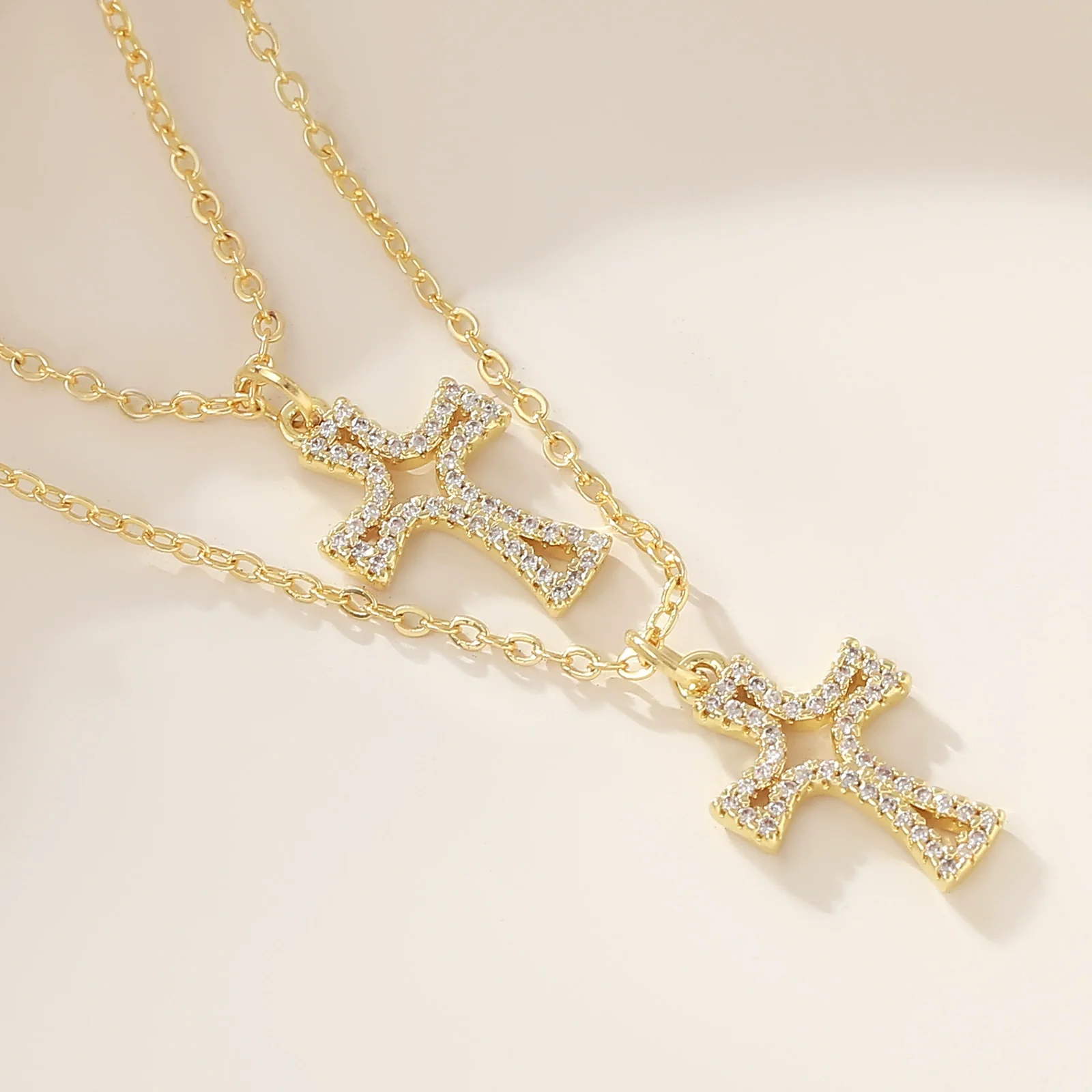 Wholesale Insstyle Stackable Cross And Bird Necklaces Copper Goldplated Inlaid With Zircon Unisex - Image 3