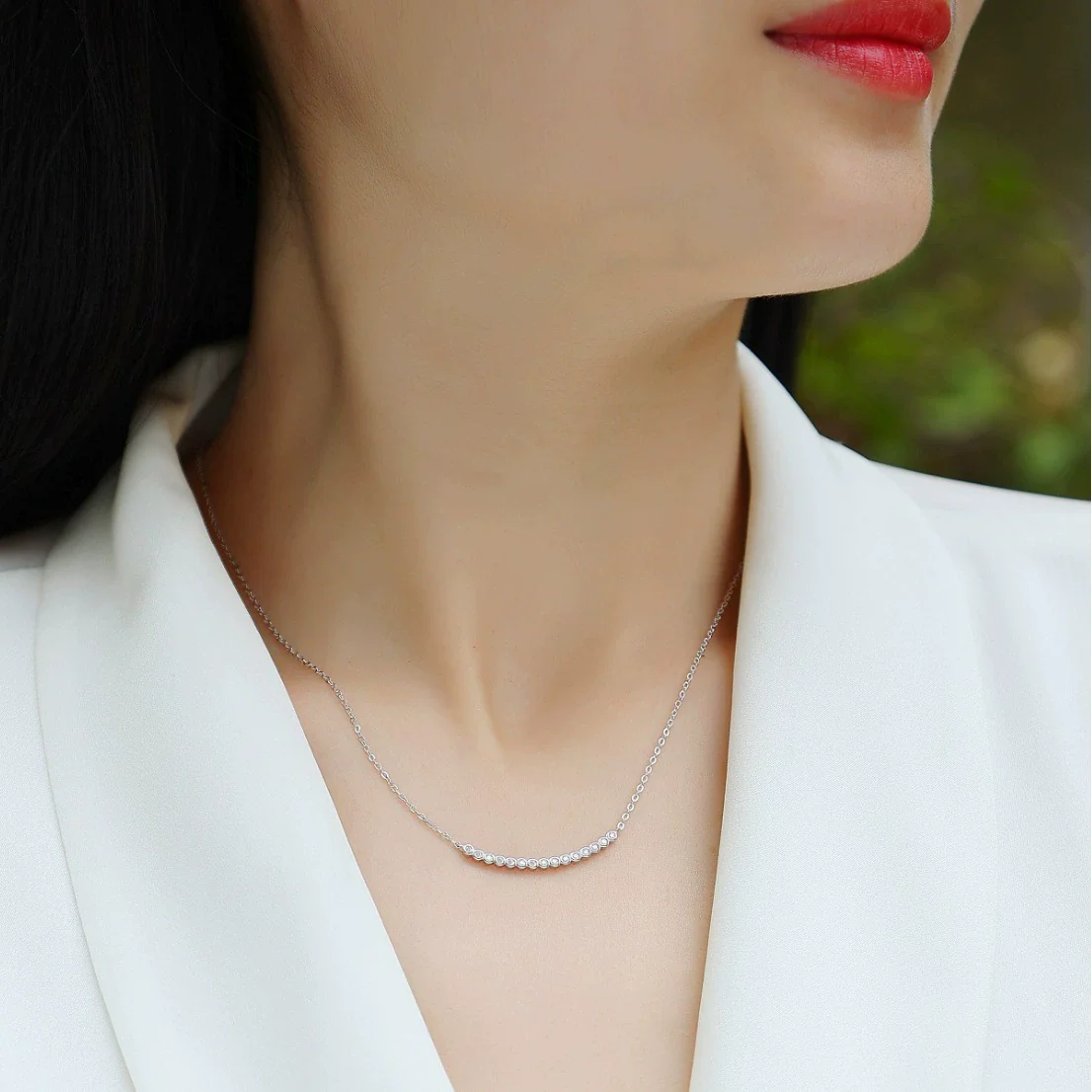 Wholesale Jewelry 925 Silver Moissanite Inlay Geometric Cross Chain Necklace For Women - Image 2