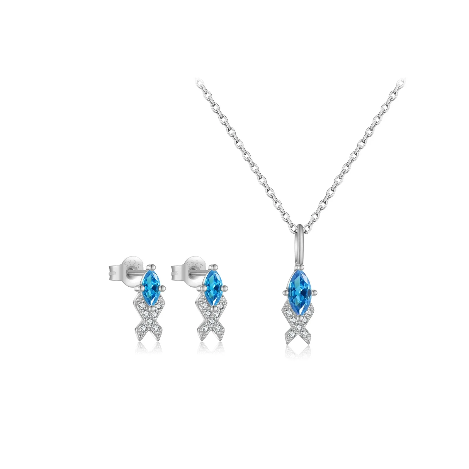 Wholesale Jewelry 925 Sterling Silver Irregular Geometric Design Necklace And Earring Set - Image 5