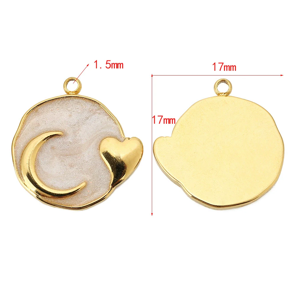 Wholesale Jewelry Accessories Stainless Steel Dripping Oil Love Crescent Pendant Earrings Necklace Diy - Image 4