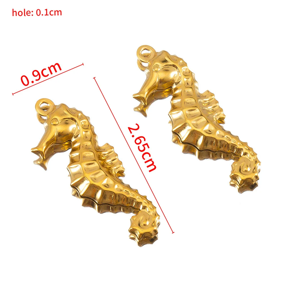 Wholesale Jewelry Accessories Stainless Steel Marine Series Pendant With Starfish Shell Seahorse And More Electroplated - Image 12