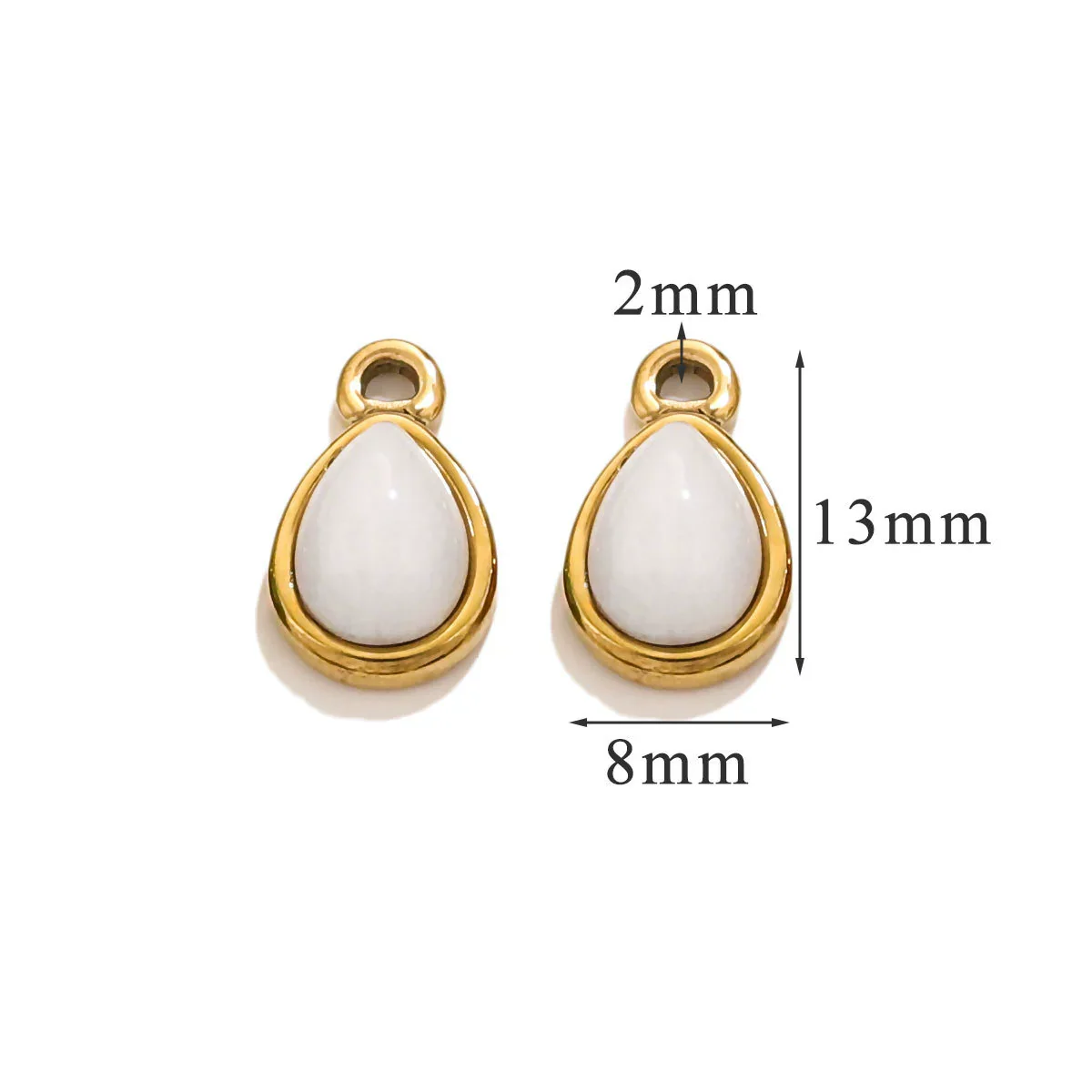 Wholesale Jewelry Accessories Stainless Steel Oval Water Drop Inlaid Natural Stone Handmade With Electroplated 18K Gold - Image 11