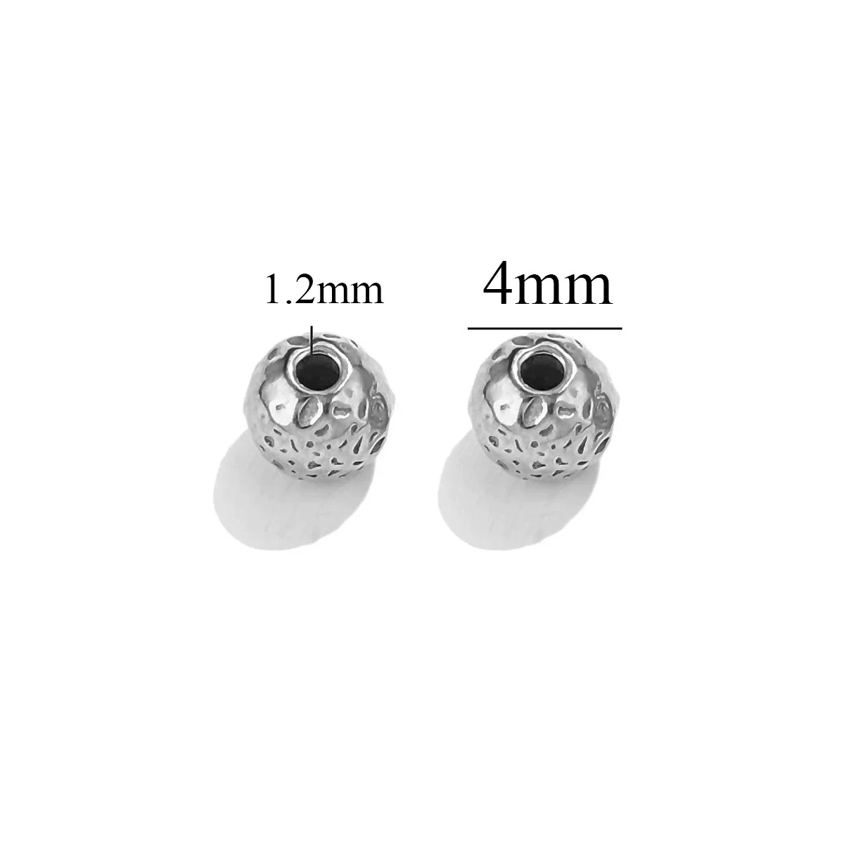 Wholesale Jewelry Accessories Stainless Steel Round Hammered Beads With Pockmarks And Beating Points Vacuum Plated - Image 6