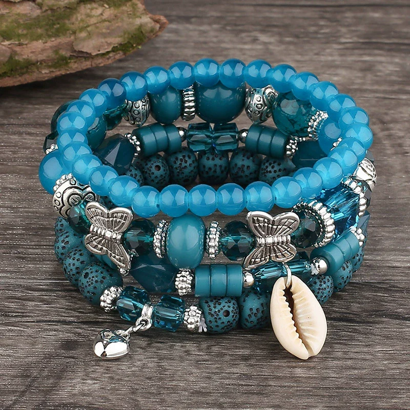 Wholesale Jewelry Alloy Geometric Bohemian Style Love Conch Pendant Multilayer Bead Accessories For Women With Electroplating - Image 4