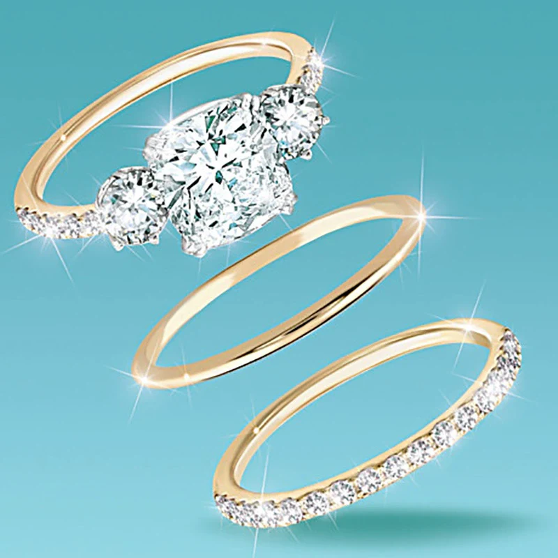 Wholesale Jewelry Alloy Golden Square Geometric Electroplated Women's Couple Style Ring - Image 3
