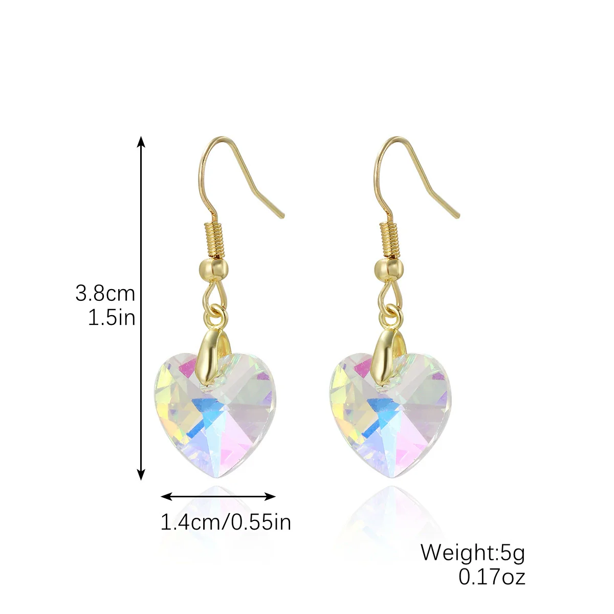Wholesale Jewelry Artificial Crystal Love Heart Pendant Necklace And Earrings Set With Snake Chain And Electroplating - Image 7