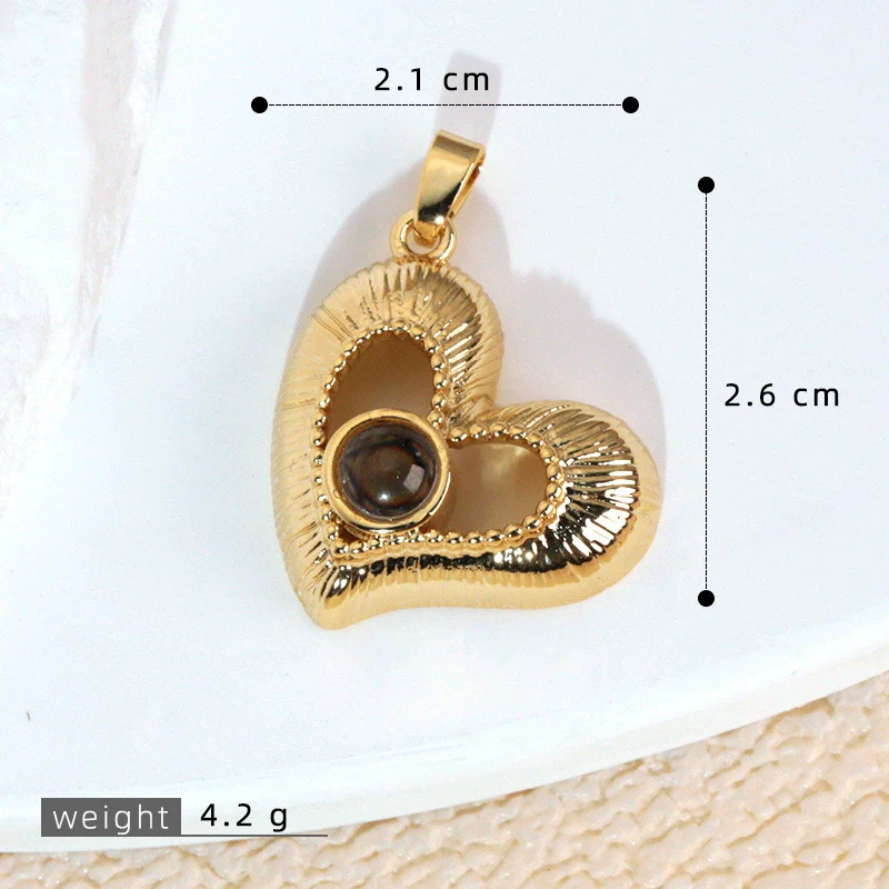 Wholesale Jewelry Cartoon Copper Heart Pendant Necklace With Flower Letter Number And Text Patterns Electroplated - Image 14