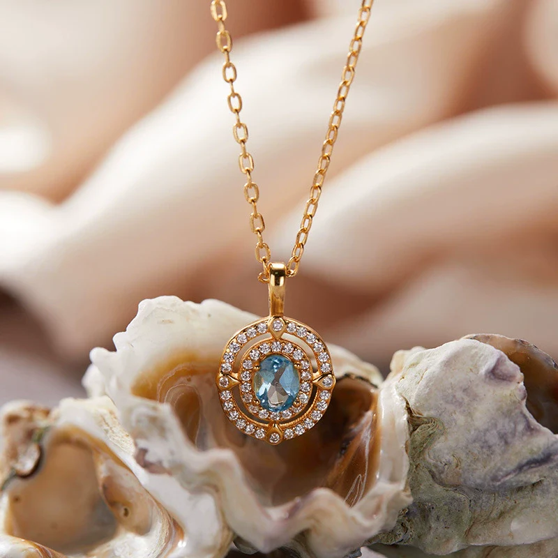 Wholesale Jewelry Clavicle Chain Necklace Pendant Highend Luxury 925 Sterling Silver 18K Gold Plated Geometric Design Set With Gems - Image 19