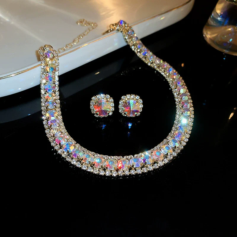 Wholesale Jewelry Copper Alloy Heart Water Drop Bell Shaped Electroplated Highend Women's Earrings And Clavicle Chain Necklace Set - Image 22