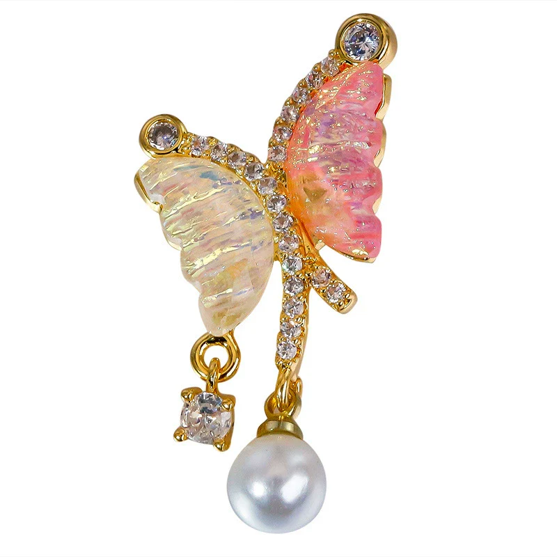 Wholesale Jewelry Copper Animal Zodiac Cartoon Style Micropaved Shell Butterfly Pearl Pendant Necklace And Earrings Accessories - Image 5