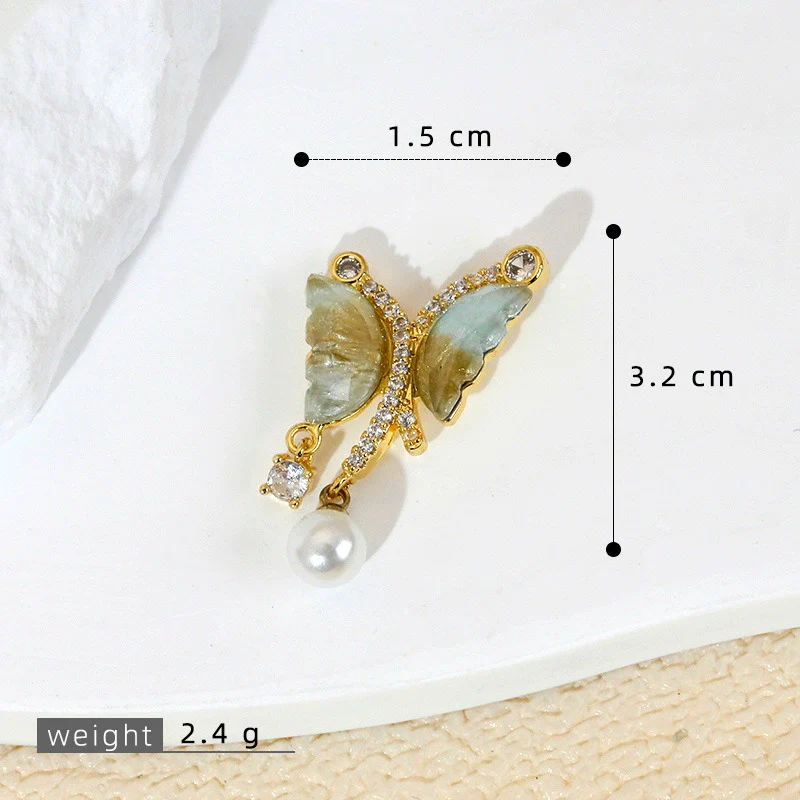 Wholesale Jewelry Copper Animal Zodiac Cartoon Style Micropaved Shell Butterfly Pearl Pendant Necklace And Earrings Accessories - Image 7