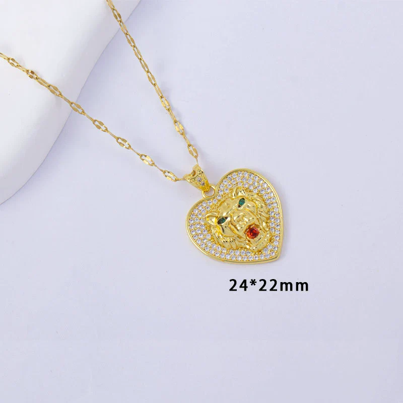 Wholesale Jewelry Copper Animal Zodiac Lion Head Pendant Hip Hop Style Microinlaid Zircon Electroplating - Image 8
